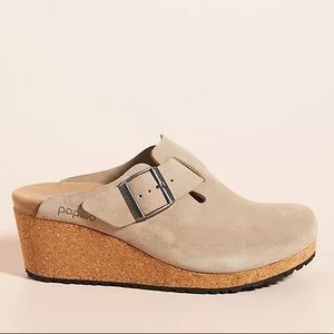 EUC Birkenstock Papillio Suede Fanny wedge Mule Slides size 41 US 10